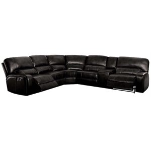 acme furniture 54150 saul sectional sofa l shape in black leather aire