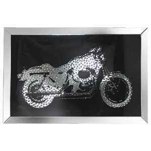 ACME Nevina 47&quot Rectangular Wall Decor in Mirrored and Faux Crystal Motor Bike