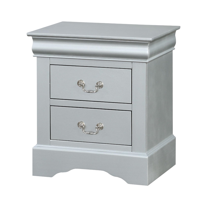 ACME Louis Philippe III Wood Nightstand in Platinum White