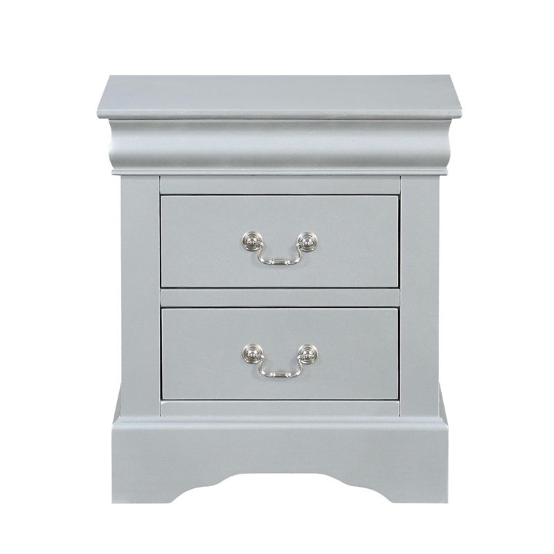 ACME Louis Philippe III Wood Nightstand in Platinum White