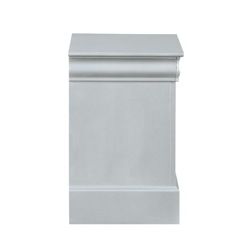 ACME Louis Philippe III Wood Nightstand in Platinum White