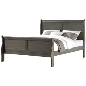 ACME Louis Philippe Eastern King Bed in Dark Gray
