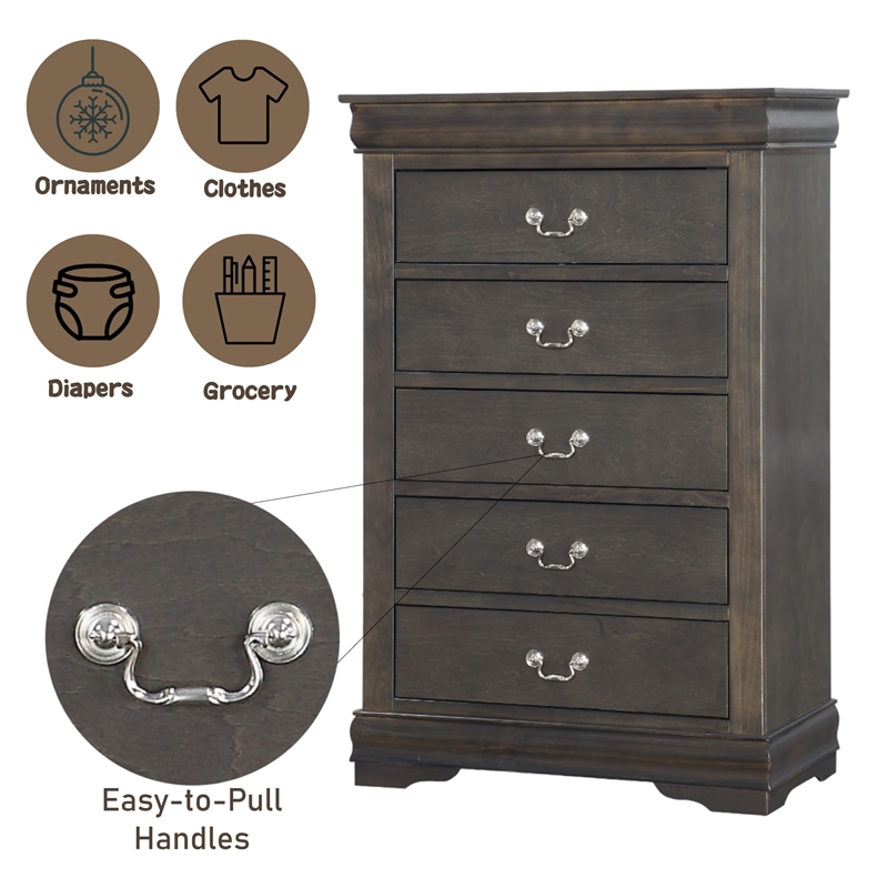 ACME Louis Philippe Chest in Dark Gray