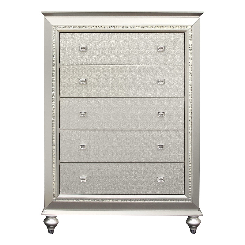 ACME Kaitlyn 5-Drawer Wooden Chest in Champagne White