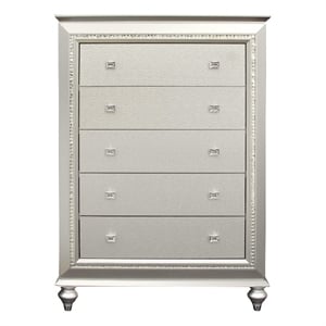 ACME Kaitlyn 5-Drawer Wooden Chest in Champagne White