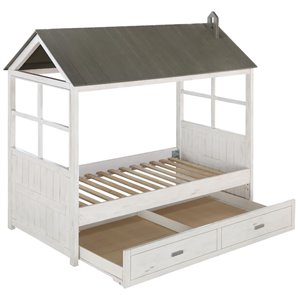 acme tree house ii twin bed in weathered white and washed gray
