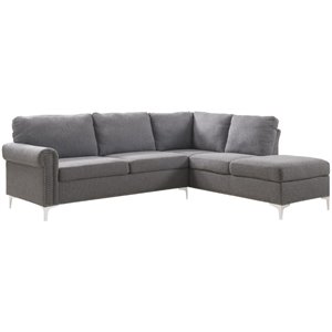 acme melvyn sectional sofa in gray fabric