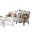 ACME Picardy II Fabric Upholstered Sofa with 7 Pillows in Antique Pearl