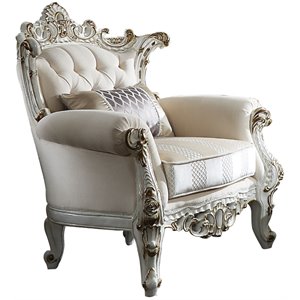 acme picardy ii chair with 1 pillow in fabric and antique pearl