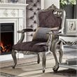 ACME Picardy Chair with 1 Pillow in Velvet and Antique Platinum