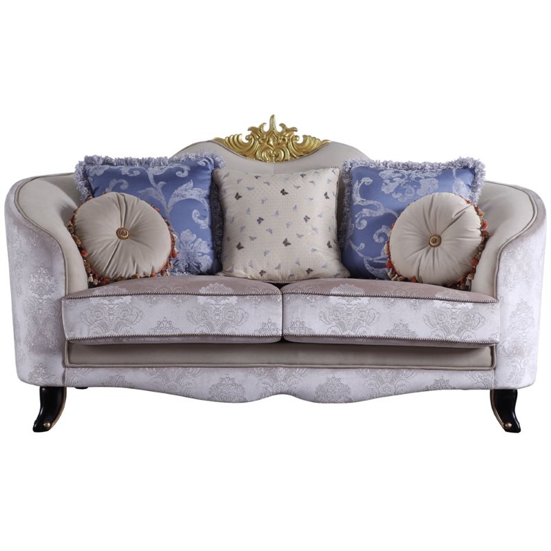 ACME Sheridan Loveseat with 5 Pillows in Cream Fabric