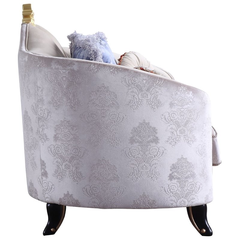 ACME Sheridan Loveseat with 5 Pillows in Cream Fabric
