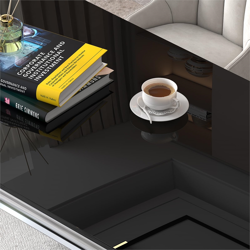 ACME Fabiola Dining Table in Stainless Steel and Black Glass