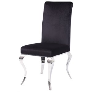 acme fabiola side chair (set of 2) in fabric and stainless steel