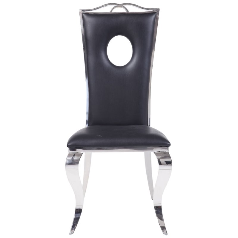 ACME Furniture Cyrene Side Chair (Set of 2) in PU and Stainless Steel