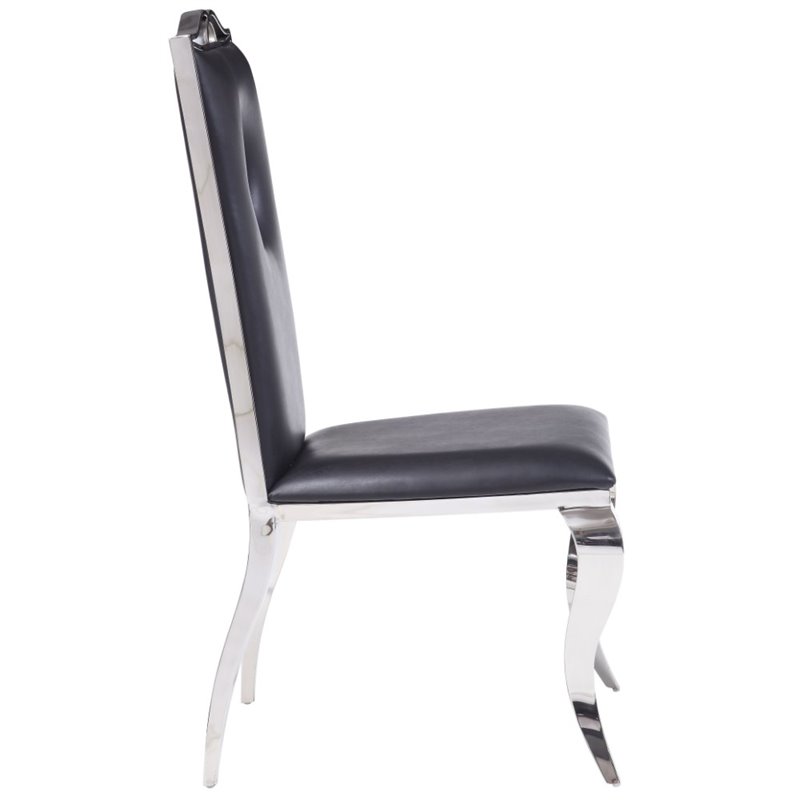 ACME Furniture Cyrene Side Chair (Set of 2) in PU and Stainless Steel
