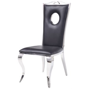 acme cyrene side chair (set of 2) in pu and stainless steel