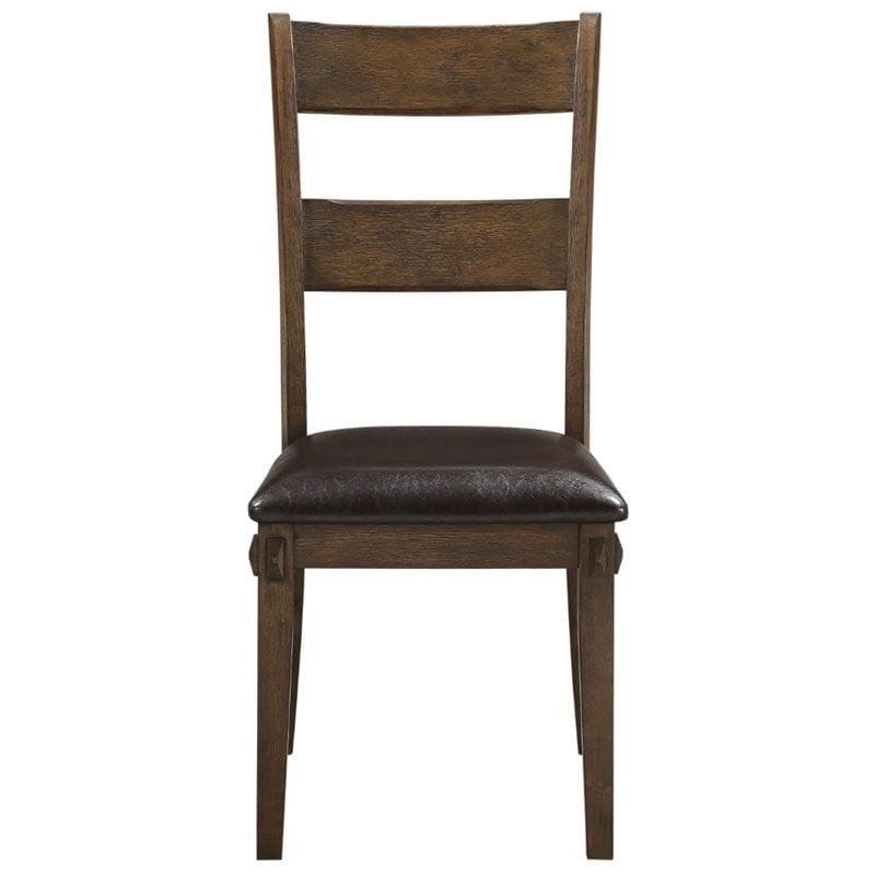 ACME Nabirye Wooden Upholstered Side Chair in Dark Oak Set of 2
