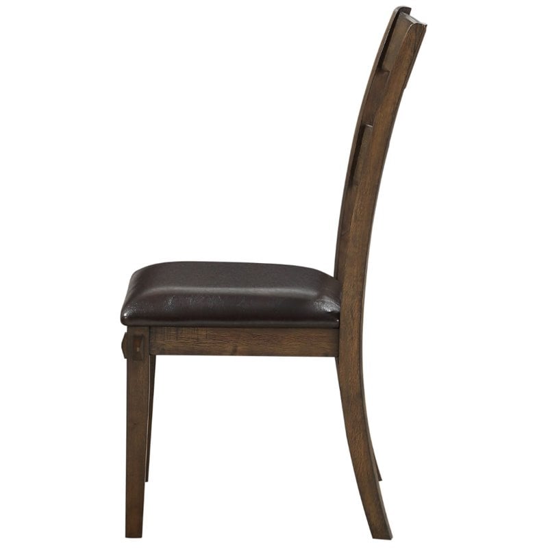 ACME Nabirye Wooden Upholstered Side Chair in Dark Oak Set of 2