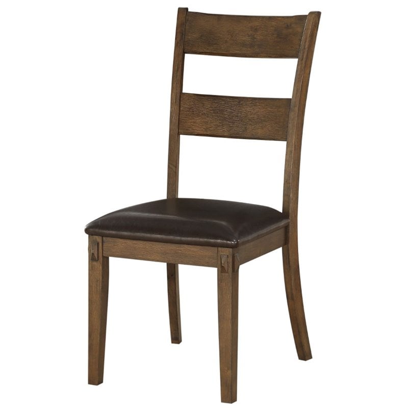 ACME Nabirye Wooden Upholstered Side Chair in Dark Oak Set of 2