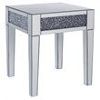 ACME Noralie Square Mirror Top End Table in Mirrored and Faux Diamonds