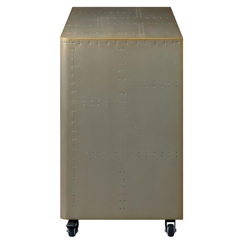 ACME Jennavieve 2-Drawers Aluminum Office Storage Cabinet with Casters in Gold