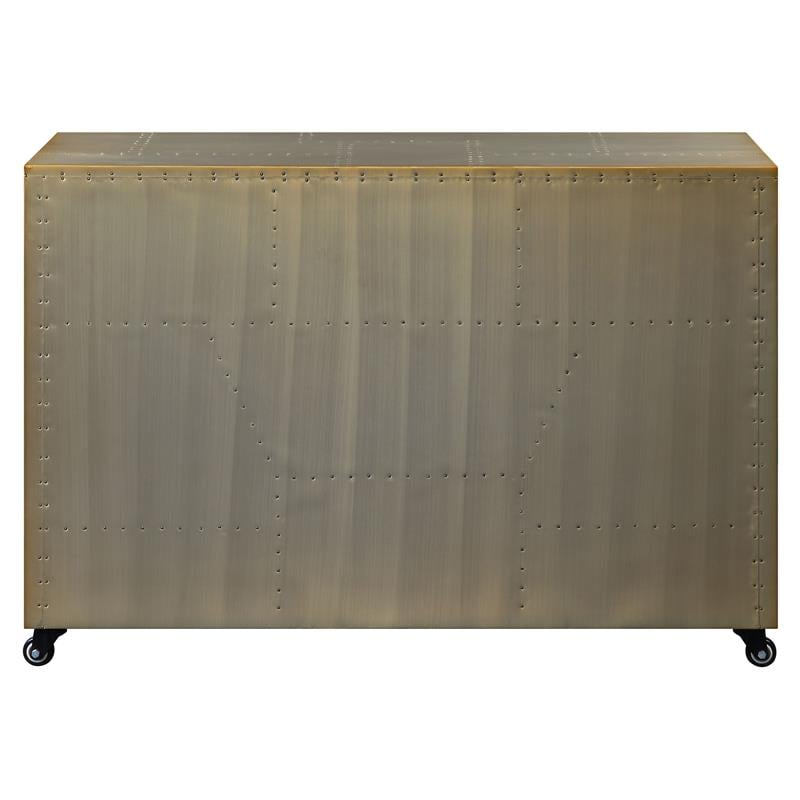 ACME Jennavieve 2-Drawers Aluminum Office Storage Cabinet with Casters in Gold