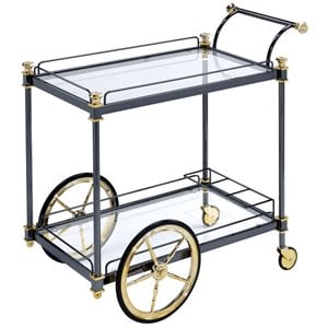 acme cyrus serving cart in black and clear glass