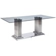 ACME Furniture Cyrene Dining Table in Stainless Steel and Clear Glass