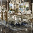 ACME Picardy Wood Double Pedestal Dining Table in Antique Pearl and Cherry Oak