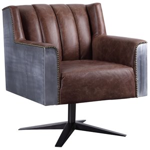 ACME Furniture Brancaster Swivel Leather Executive Office Chair in Brown