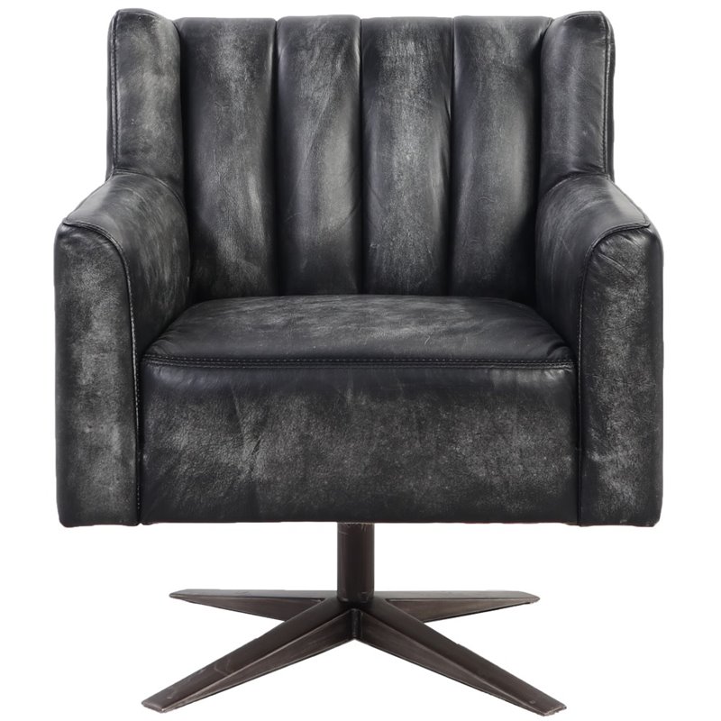 ACME Furniture Brancaster Swivel Leather Executive Office Chair in Black