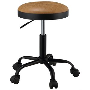 acme ouray faux leather adjustable stool in vintage caramel and black (set of 2)