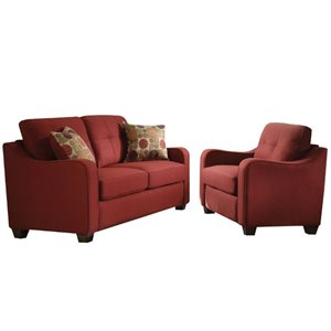 cozy 2 piece loveseat and accent chair set in red