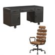 Actaki 2 Piece Executive Desk and HighBack Adjustable Swivel Office Chair Set