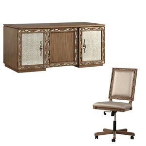traditional 2 piece executive desk and office chair set in gold