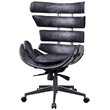 (Set of 2) Executive Office Chair in Black Top Grain Leather