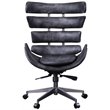 (Set of 2) Executive Office Chair in Black Top Grain Leather