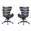 (Set of 2) Executive Office Chair in Black Top Grain Leather