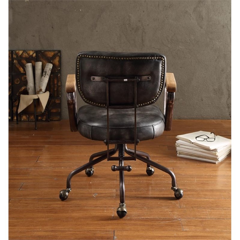 Modern 2 Piece Writing Desk and Leather Swivel Office Chair Set