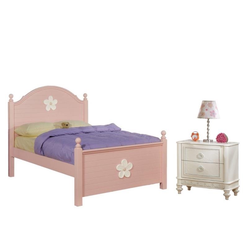 Floresville 2 Piece Kids Bedroom Set With Ivory Nightstand And Pink Full Bed