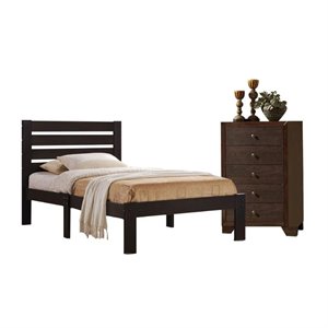 kenney 2 piece bedroom set with twin bed and chest in dark wood