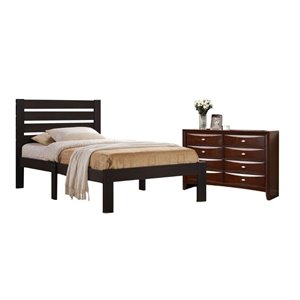 kenney 2 piece bedroom set with full bed and 8 drawer dresser in espresso