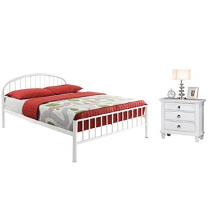 cailyn 2 piece bedroom set with twin bed and 3 drawer nightstand in white