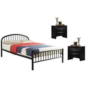cailyn 3 piece bedroom set with bed and nightstand (set of 2) in black