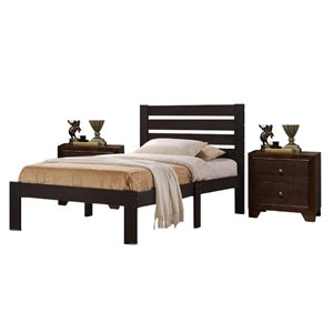 kenney 3 piece bedroom set with bed and (set of 2) nightstand in espresso