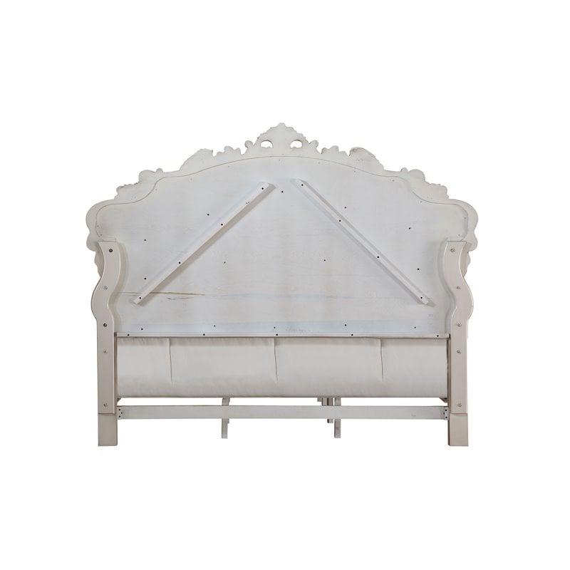 Acme Gorsedd California King Bed in Cream Fabric and Golden Ivory