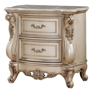 acme gorsedd nightstand in marble and antique white