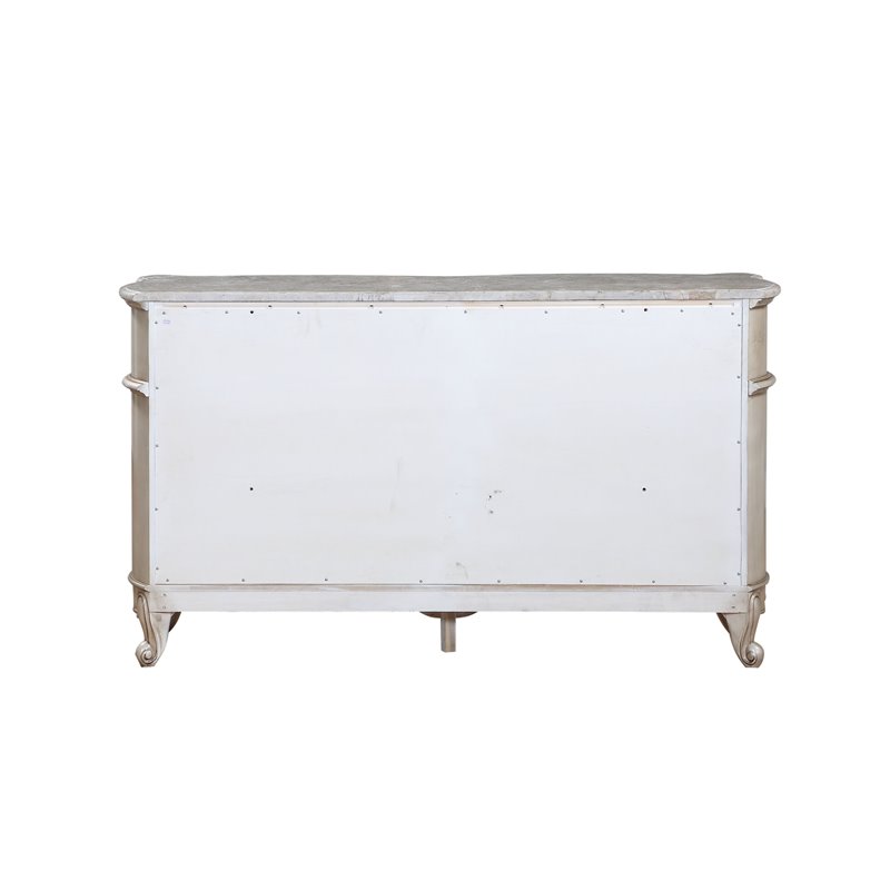 Acme Gorsedd 6-Drawer Wooden Dresser with Marble Top in Golden Ivory