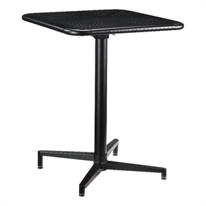 acme olson pedestal base square top folding table in black metal